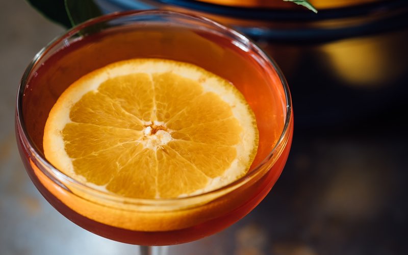 Cocktail with a slice of orange