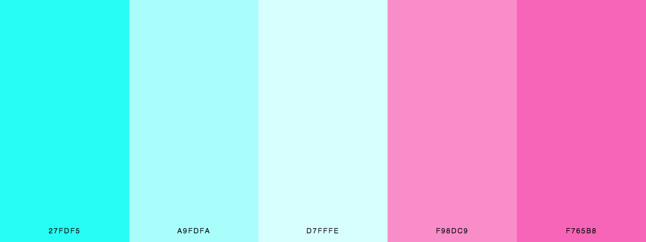 Lovers Special color palette with aqua, light blue and pink colors