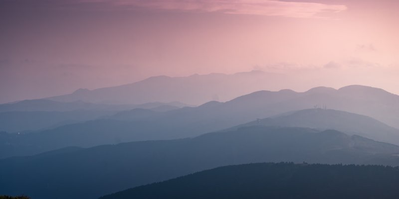 Gradient of colors on mountains at dusk
