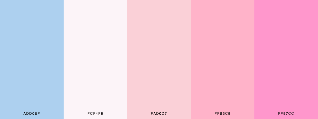 Pale valentine color palette with pastel blue, pastel pink color