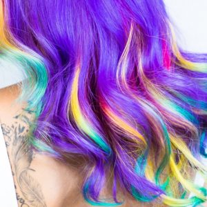 Rainbow colors in hair