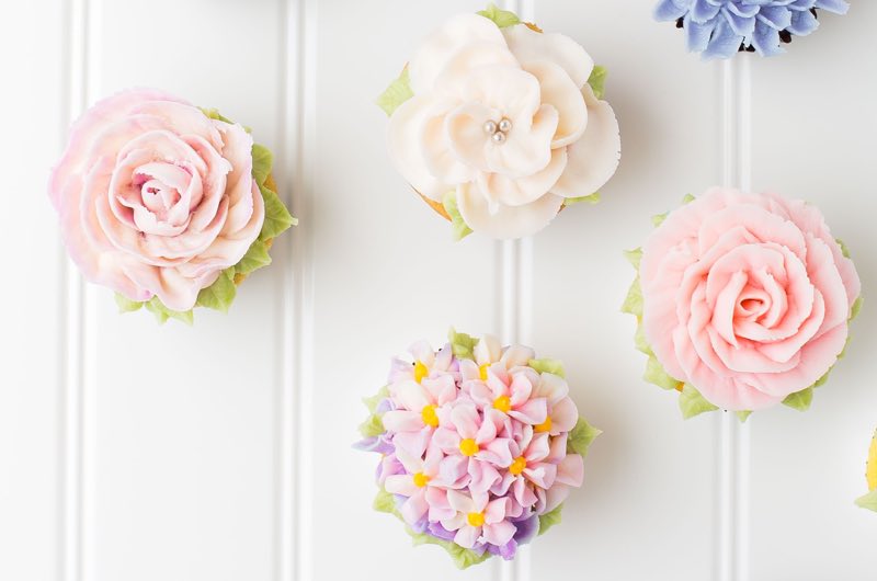 Small beautifully decorated tasty cupcakes